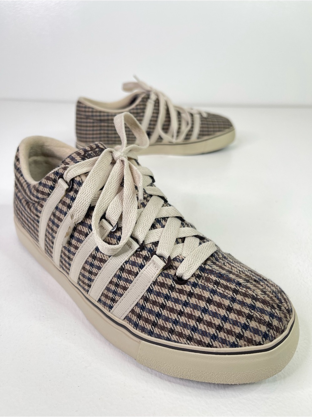 K-Swiss Plaid Tweed Low Top Sneakers Mens Size 9.5 Brown Houndstooth